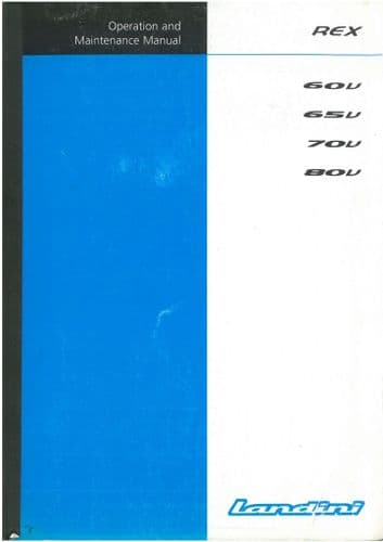 Landini Tractor Rex Vineyard 60V 65V 70V 80V Operators Manual