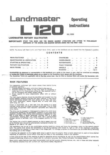 Landmaster Rotary Cultivator L120 Operators Manual