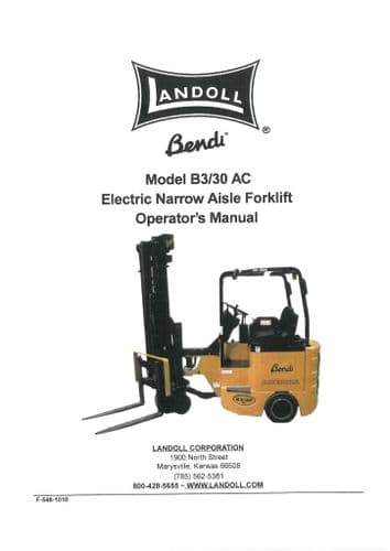 Landoll Bendi Forklift Truck Model B3-30AC Operators Manual