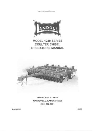 Landoll Coulter Chisel Plough Model 1230 -  Operators Manual