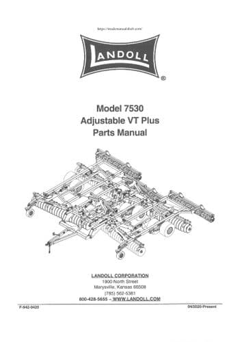 Landoll Disc Harrow Model 7530 VT Plus Parts Manual