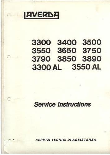 Laverda Combine 3300 3300AL 3400 3500 3550 3550AL 3650 3750 3790 3850 3890 Service Workshop Manual