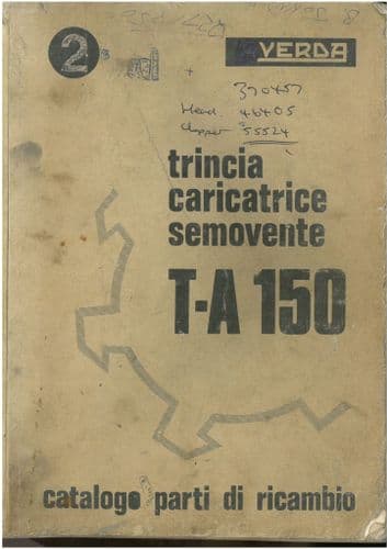 Laverda Self-Propelled Forage Harvester TA150 Parts Manual - TA 150