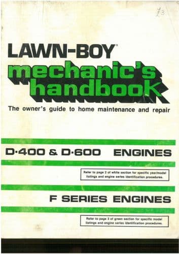 Lawnboy Engine D400 D600 & F Series Workshop Service Manual