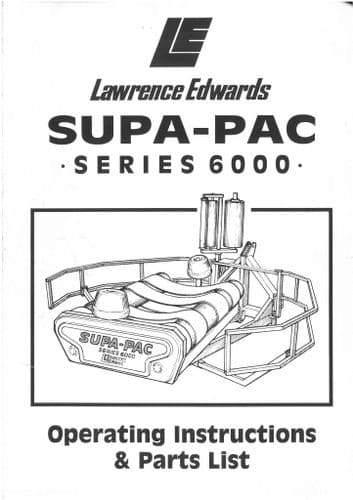 Lawrence Edwards Supa-Pac Series 6000 Bale Wrapper Operators Manual with Parts List