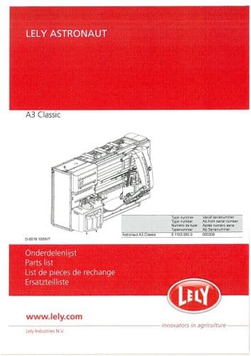 Lely Astronaut Milking Robot Classic Parts Manual