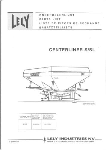 Lely Centerliner S/SL Fertilizer Spreader Parts Manual