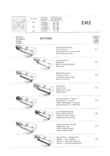 Lely Disc Harrow Optimo 240EM2 280EM2 320EM2 Parts Manual