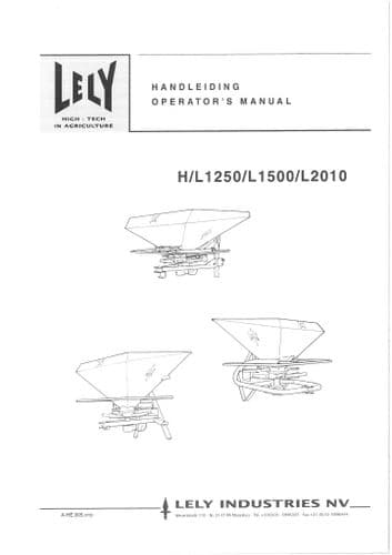 Lely Fertiliser Spreader H1250 L1250 L1500 L2010 Operators Manual