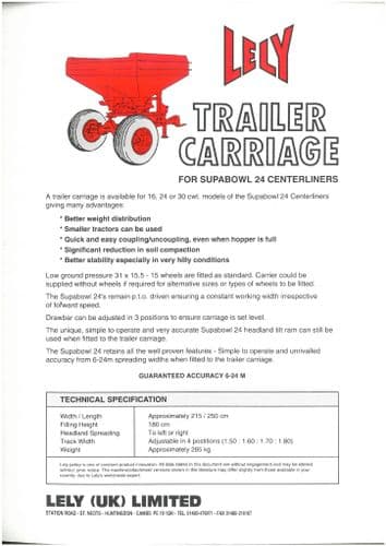 Lely Fertilizer Spreader Supabowl 24 Centerliner Trailer Carriage Brochure