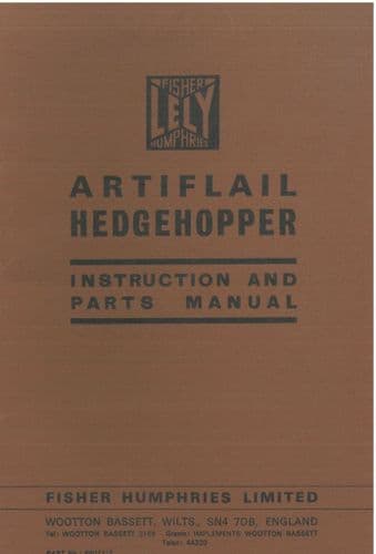 Lely Fisher Humphries Artiflail Hedgehopper Operators Manual and Parts List