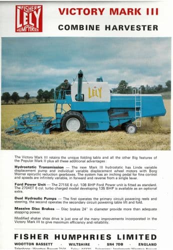 Lely Fisher Humphries Combine Victory Mark III Flyer Brochure