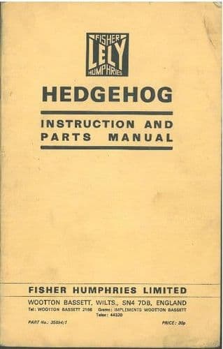 Lely Fisher Humphries Hedgeater & Hedgehog E Operators Manual and Parts List
