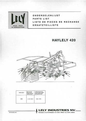 Lely Haylely 420 Tedder Parts Manual