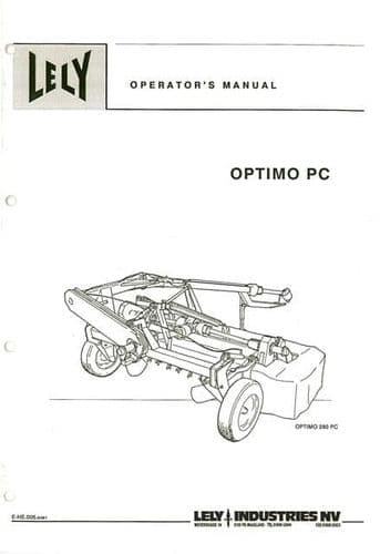 Lely Mower Conditioner Optimo 280PC Operators Manual - 280 PC