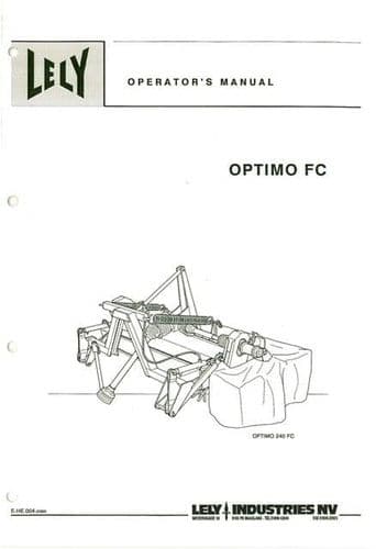 Lely Mower Conditioner Optimo FC Operators Manual