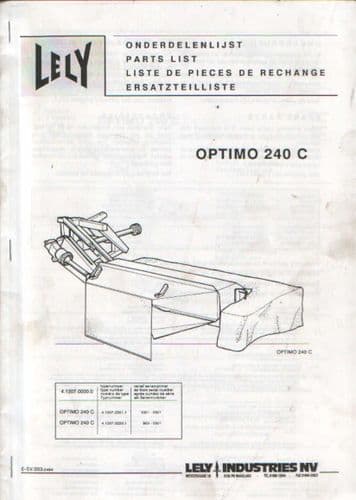 Lely Mower Optimo 240 C Parts Manual