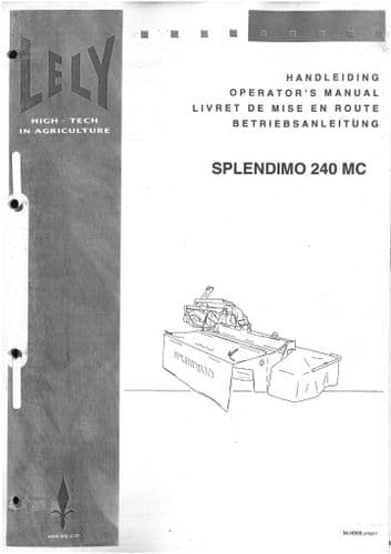 Lely Mower Splendimo 240 MC Operators Manual - 240MC