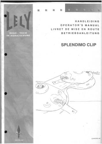 Lely Mower Splendimo Clip Operators Manual