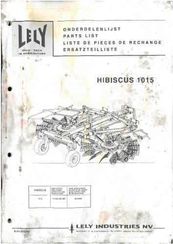 Lely Rake Hibiscus 1015 Parts Manual