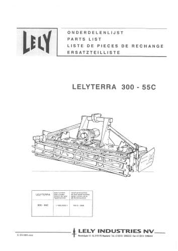Lely Rotary Harrow Lelyterra 55C 300 Parts Manual