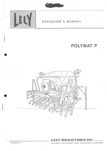 Lely Seed Drill Polymat P300 P400 Operators Manual - P 300 & 400