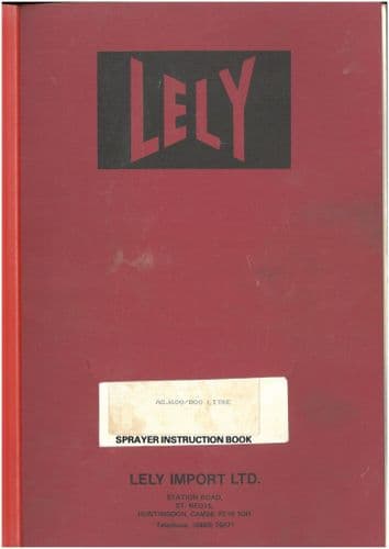 Lely Sprayer AGJ 600/800 Litre Operators Manual