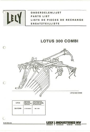 Lely Tedder Lotus 300 Combi Parts Manual