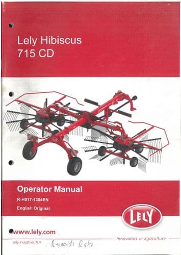 Lely Twin Rotor Rake Hibiscus 715 CD Operators Manual - ORIGINAL