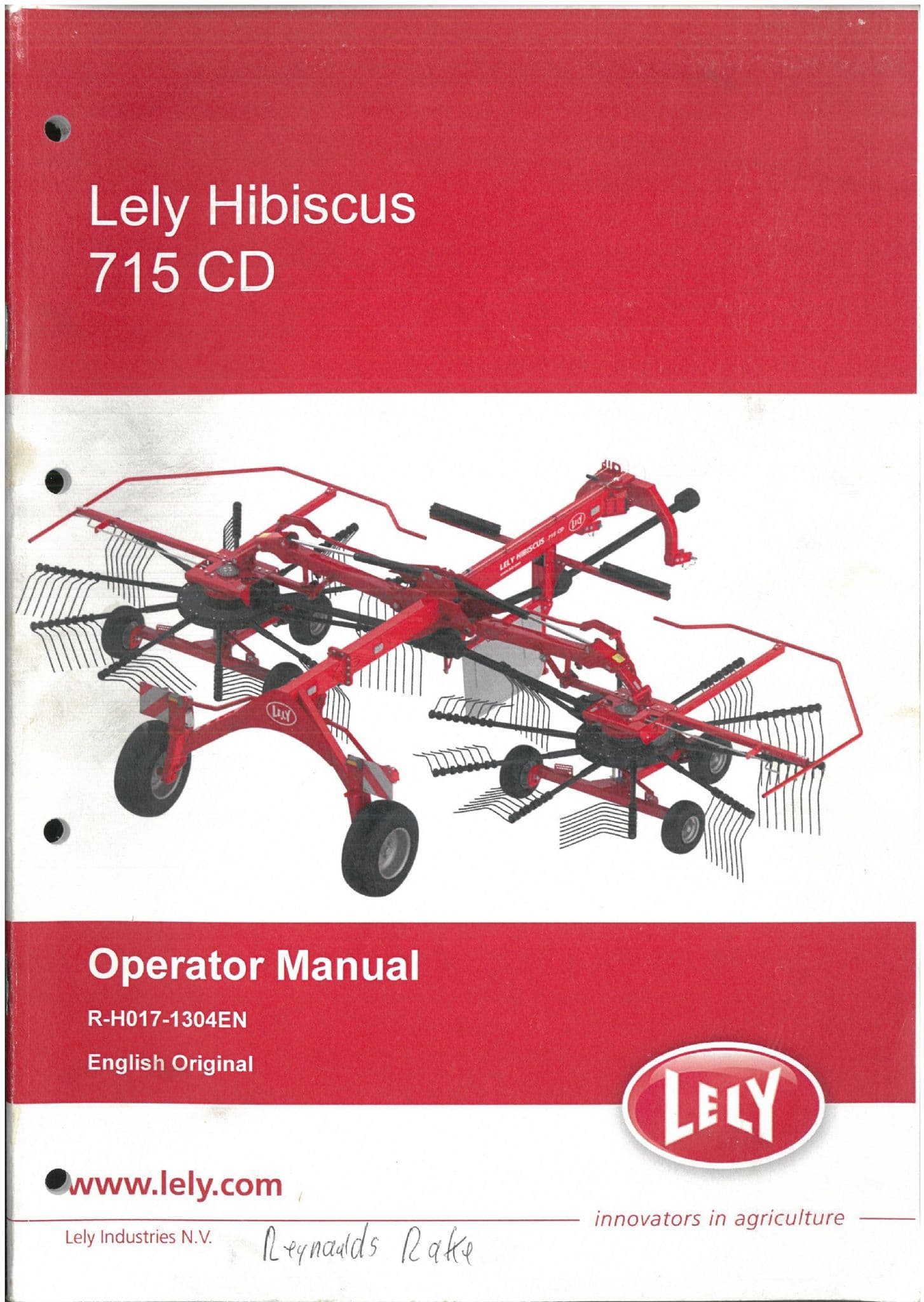 Lely Twin Rotor Rake Hibiscus 715 CD Operators Manual - ORIGINAL