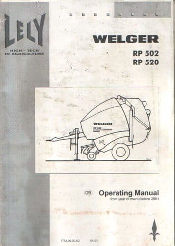 Lely Welger Round Baler RP502 & RP520 Operators Manual