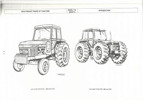 Leyland Tractor 285 2100 485 4100 Parts Manual