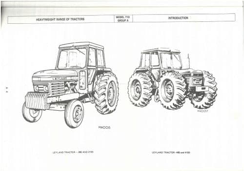 Leyland Tractor 285 2100 485 4100 Parts Manual