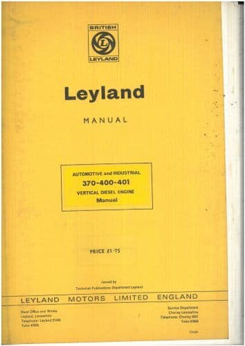 Leyland Vertical Diesel Engine  370 400 401 Workshop Service Manual