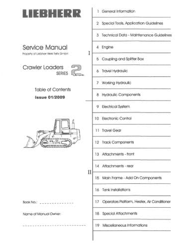 Liebherr Crawler Loader LR622 LR622B LR632 LR632B Workshop Service Manual