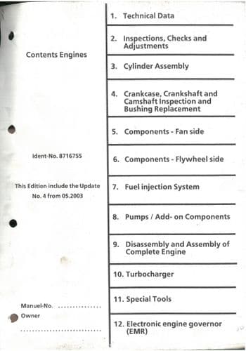 Liebherr Diesel Engine D904 D906 D914 D916 D924 D926 Workshop Service Manual - ORIGINAL
