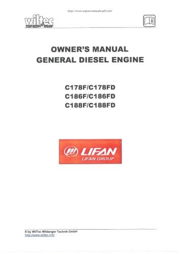 Lifan Power USA Engine  C178F C178FD C186F C186FD C188F C188FD Operators Manual