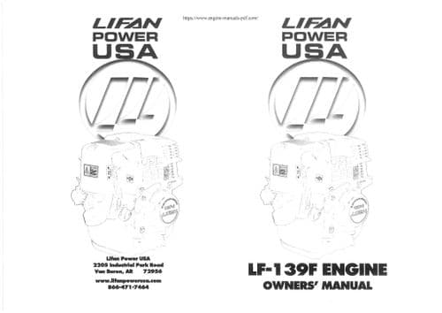 Lifan Power USA Engine  LF139F Operators Manual