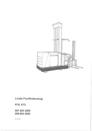 Linde Forklift Truck K10 & K13 Operators Manual