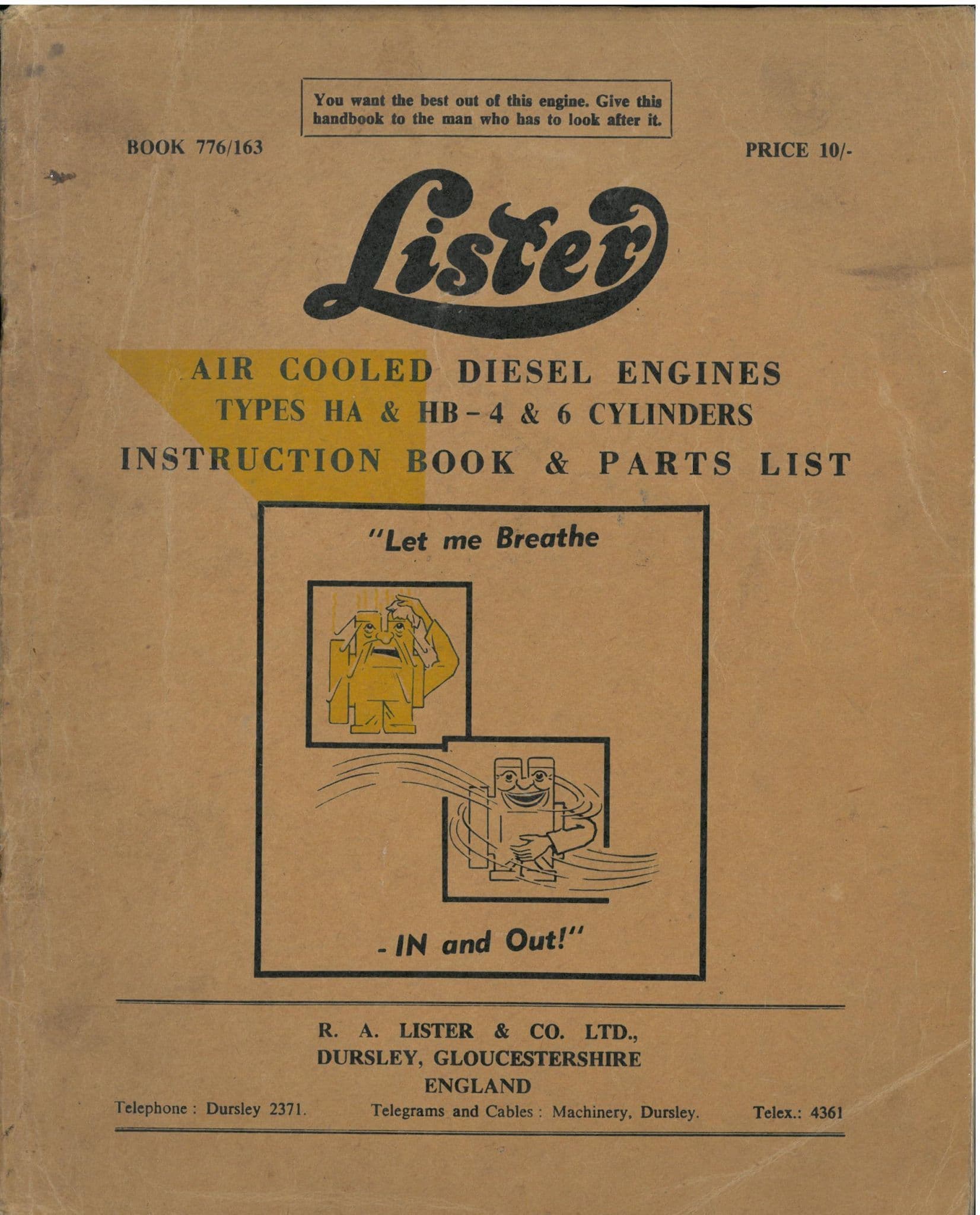 Lister Diesel Engine HA4 HA6 HB4 HB6 Operators Manual with Parts List
