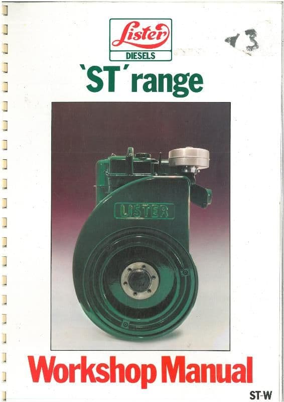 Lister Diesel Engine ST1 ST2 STW2 ST3 STW3 STW2M STW3M Workshop Service Manual
