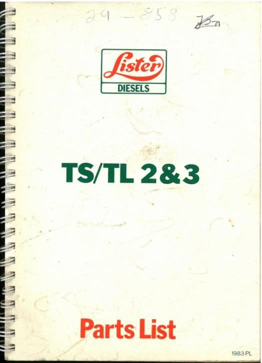 Lister Diesel Engine TL2 TL3 TS2 TS3 Parts Manual