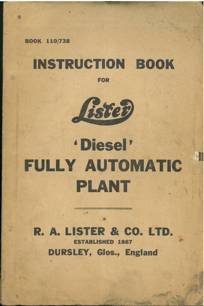 Lister Diesel Fully Automatic Plant Operators Manual with Trouble Shooting