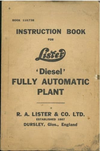 Lister Diesel Fully Automatic Plant Operators Manual with Trouble Shooting
