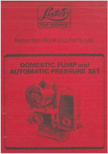 Lister Domestic Pump & Automatic Pressure Set Operators Manual & Spare Parts List