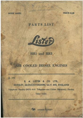 Lister Engine HR2 & HR3 Parts Manual