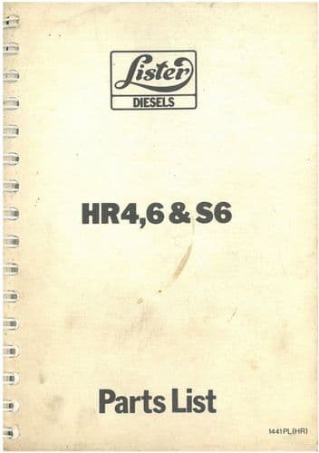Lister Engine HR4, HR6 & HRS6 Parts Manual