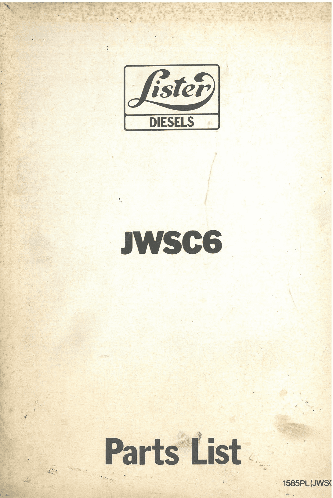 Lister Engine JWSC6 Parts Manual