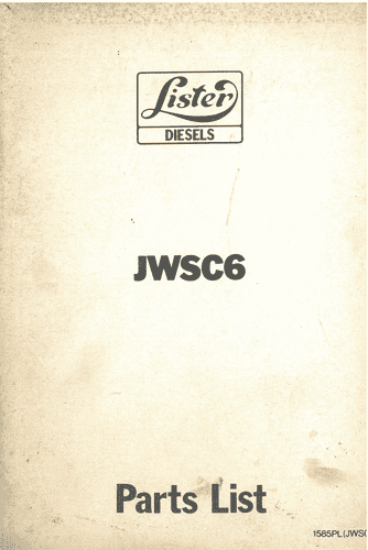 Lister Engine JWSC6 Parts Manual