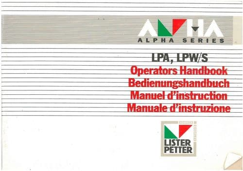 Lister Engine LPA & LPW/S Operators Manual
